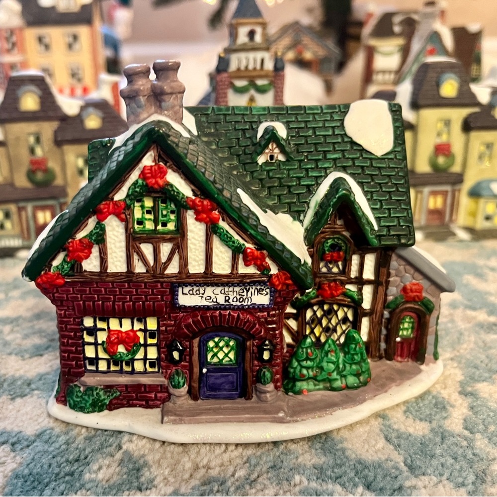 Trim a home - Lady Catherine's tea room lighted building Christmas Village